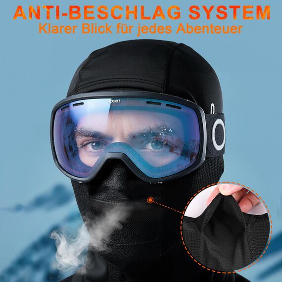KINGBIKE Sturmhaube Fahrrad Winter Ski Maske Sturmhaube Kaltes Wetter Warm Anti Beschlag Winddicht Skifahren Snowboard Eisfischen Radfahren Motorrad Maske für Männer Frauen Schwarz (Lycra+Fleece, 1)