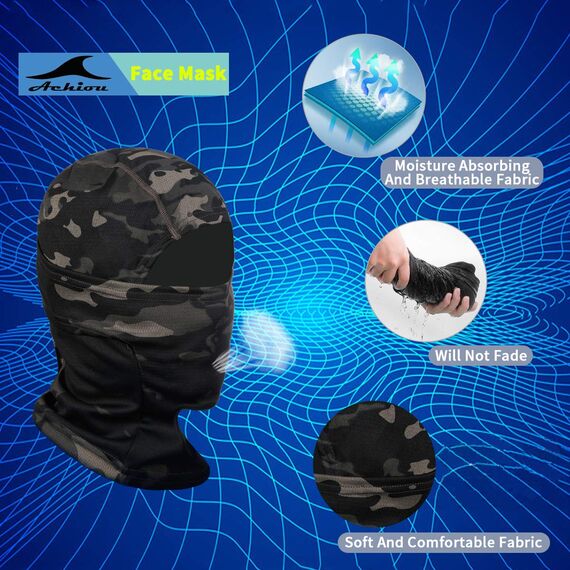 Achiou Skimaske für Herren und Damen, Sturmhaube, Gesichtsabdeckung, Shiesty Maske, UV-Schutz, leicht, für Motorrad, Snowboard, Bunt, Einheitsgröße-XL
