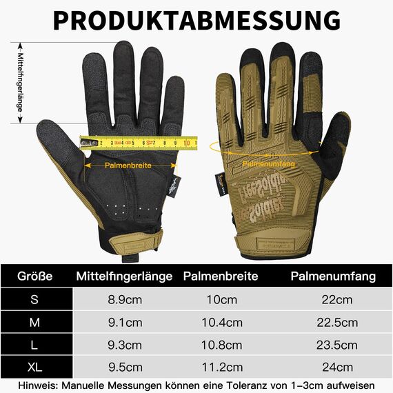 FREE SOLDIER Outdoor Handschuhe Vollfinger Taktische Handschuhe Herren Motorradhandschuhe mit gepolstertem für Fahrrad Airsoft Militär Paintball und andere Outdoor Aktivitäten (Braun, XL)