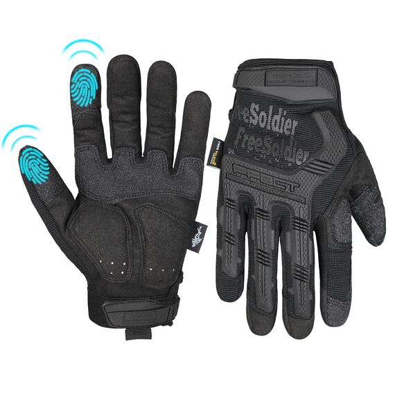 FREE SOLDIER Sport Handschuhe Taktische Motorradhandschuhe Herren Halbfinger Handschuhe mit gepolstertem Ideal für Fahrrad Airsoft Militär Paintball Kletter und andere Outdoor Aktivitäten(XL,Schwarz)