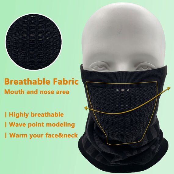ehsbuy Schlauchschal Herren Damen Ski Halstuch Halswärmer Winter Halstuch Loop Schal Herren Neckwarmer mit Mund Atmungsaktiv für Skifahren Motorrad Sport