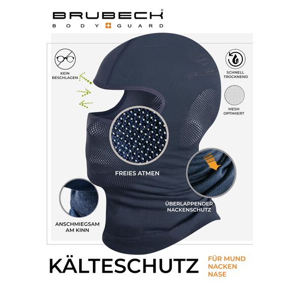 BRUBECK Funktionale Sturmhaube | Skimaske | Motorradmaske | Unisex | Atmungsaktiv | Snowboard | KM00010 | Dunkelgrau | Größen: S/M