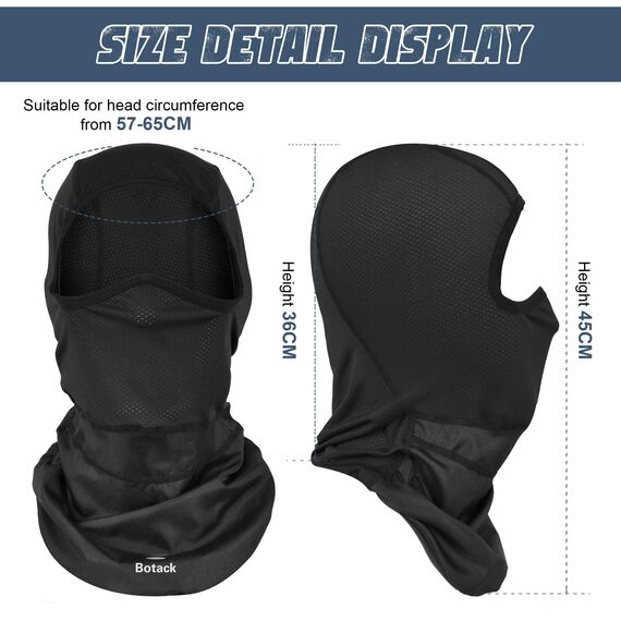 EXski Sturmhaube Gesichtshaube Balaclava Sonnen-UV-Schutz Sturmhaube Fahrrad Motorrad Atmungsaktiv Schlauchtuch für Damen & Herren (Schwarz)