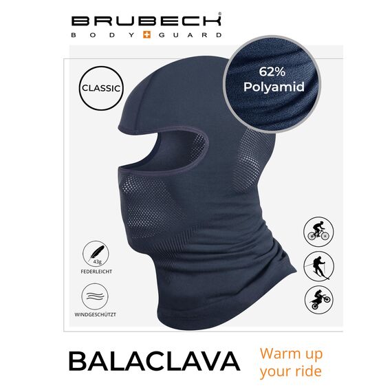 BRUBECK Funktionale Sturmhaube | Skimaske | Motorradmaske | Unisex | Atmungsaktiv | Snowboard | KM00010 | Dunkelgrau | Größen: S/M