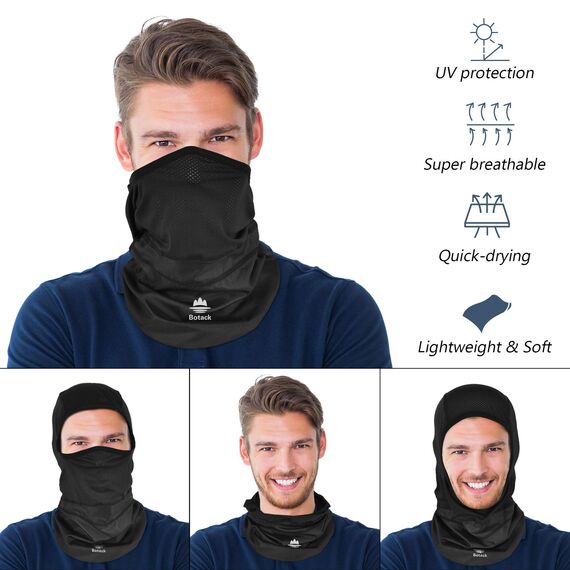 EXski Sturmhaube Gesichtshaube Balaclava Sonnen-UV-Schutz Sturmhaube Fahrrad Motorrad Atmungsaktiv Schlauchtuch für Damen & Herren (Schwarz)