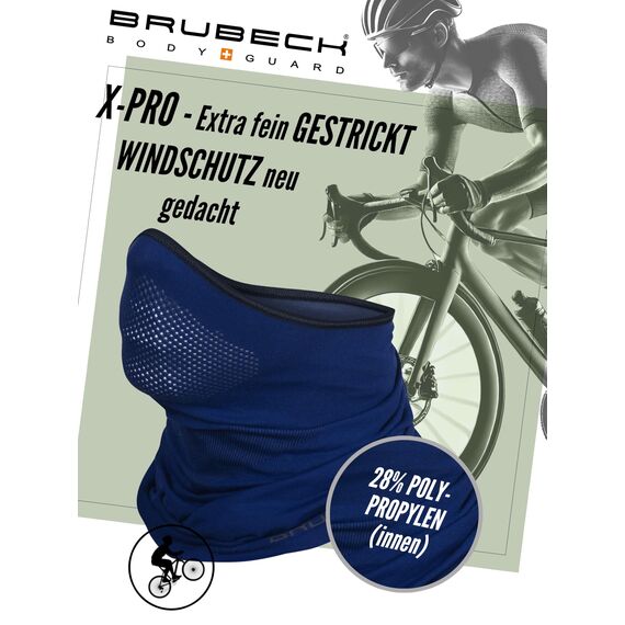 BRUBECK X-Pro Halbe Sturmhaube Merinowolle | Unisex | Klimaregulierend | 42% Merinowolle | dunkelblau | Größen: L-XL