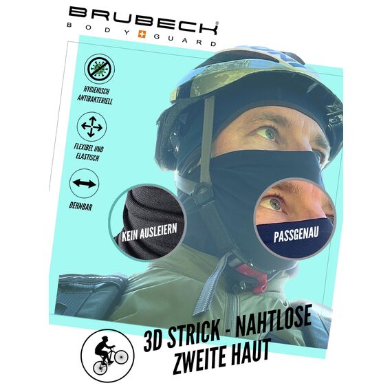 BRUBECK M-Pro Halbe Sturmhaube Merinowolle | Unisex | Klimaregulierend | 42% Merinowolle | grün | Größen: L-XL