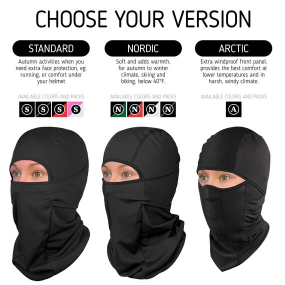The Friendly Swede Sturmhaube zum Laufen, Motorradfahren und für Wintersport, Nero - Nordic Version