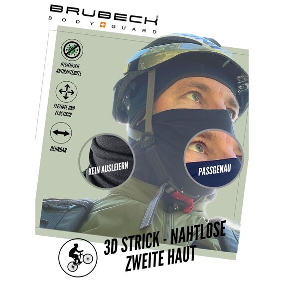 BRUBECK X-PRO Halbe Sturmhaube Merinowolle | Unisex | Klimaregulierend | 42% Merinowolle | Dunkelgrau | Größen: L-XL