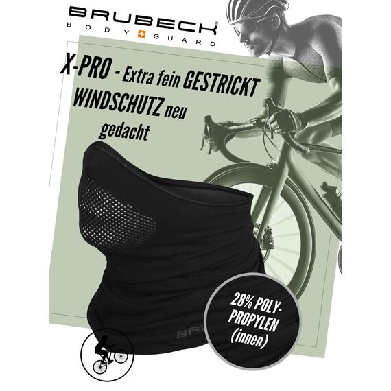 BRUBECK® X-Pro halbe klimaoaktive Gesichtsmaske Sturmhaube Sturmmaske, Größen: L/XL; Farbe: X-Pro / Black