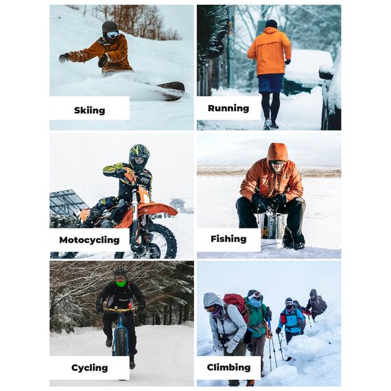 ROCKBROS Sturmhaube Motorrad, Balaclava Skimaske Herren Damen, Full Face Gesichtsmaske, Wintermütze & Halswärmer, Warm, Wasserabweisendem, Atmungsaktiv für Radfahren, Skifahren, Snowboarden