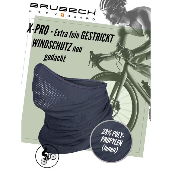 BRUBECK X-PRO Halbe Sturmhaube Merinowolle | Unisex | Klimaregulierend | 42% Merinowolle | Dunkelgrau | Größen: L-XL