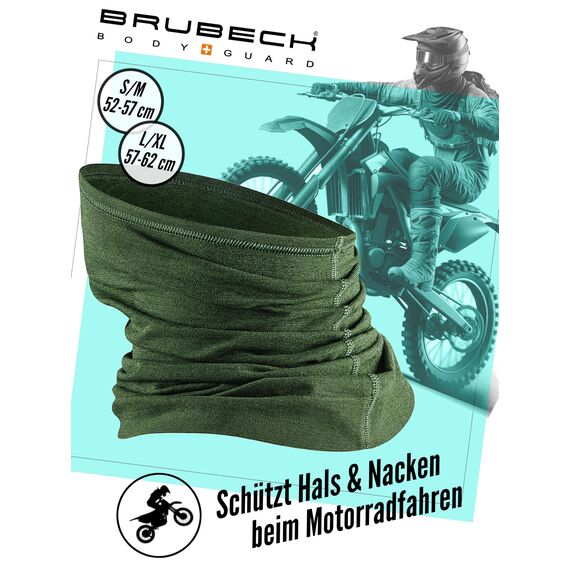 BRUBECK M-Pro Halbe Sturmhaube Merinowolle | Unisex | Klimaregulierend | 42% Merinowolle | grün | Größen: L-XL