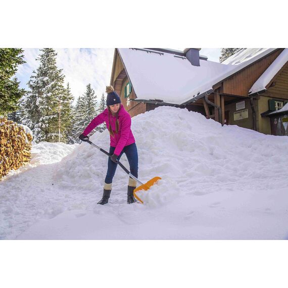 Freund Victoria Schneeschaufel Aluline Ergonomic (Schneeschieber ergonomisch rot mit Flüsterkante, Blattbreite 54 cm, Schaufel mit Aluminiumstiel 125 cm, hoher Seitenrand) 97377, 2030568, Silber