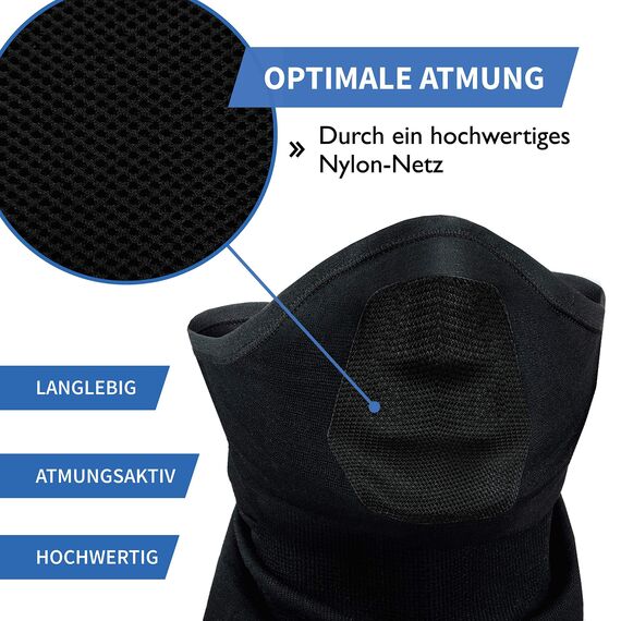 STANDWERK® Sturmhaube Winter [Wärmeregulierend & Atmungsaktiv] - Skimaske Herren - Skischal mit hochwertigem Nylon-Netz - Sturmmaske für Ski - Sturmhauben für Herren - Ski Maske Männer (XL)