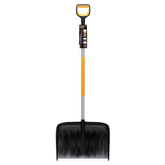 Fiskars Schneeräumer für große Schneemengen, X-series, Länge: 153,5 cm, Aluminium/Polymer, Schwarz/Orange/Grau, 1057178