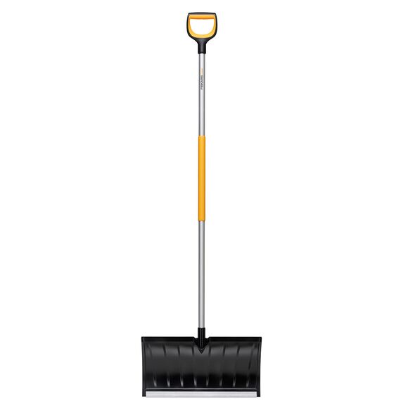 Fiskars Schneeschieber für flache Schneeschichten, X-series, Länge: 173 cm, Aluminium/Polymer, Schwarz/Orange/Grau, 1057179