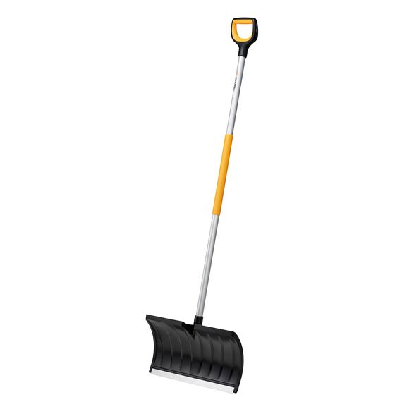 Fiskars Schneeschieber für flache Schneeschichten, X-series, Länge: 173 cm, Aluminium/Polymer, Schwarz/Orange/Grau, 1057179