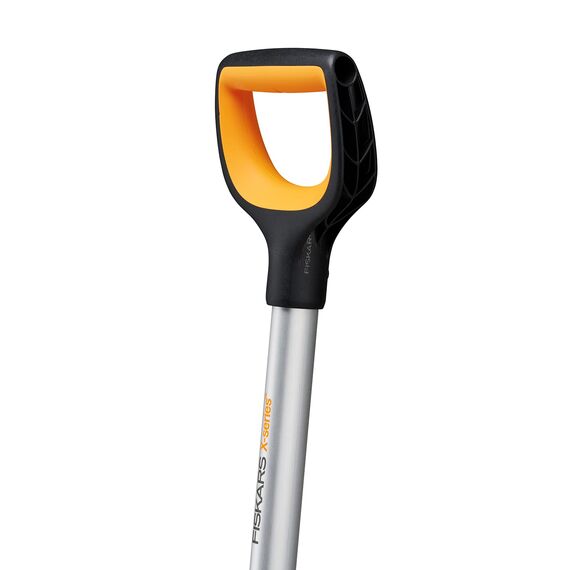 Fiskars Schneeschieber für flache Schneeschichten, X-series, Länge: 173 cm, Aluminium/Polymer, Schwarz/Orange/Grau, 1057179