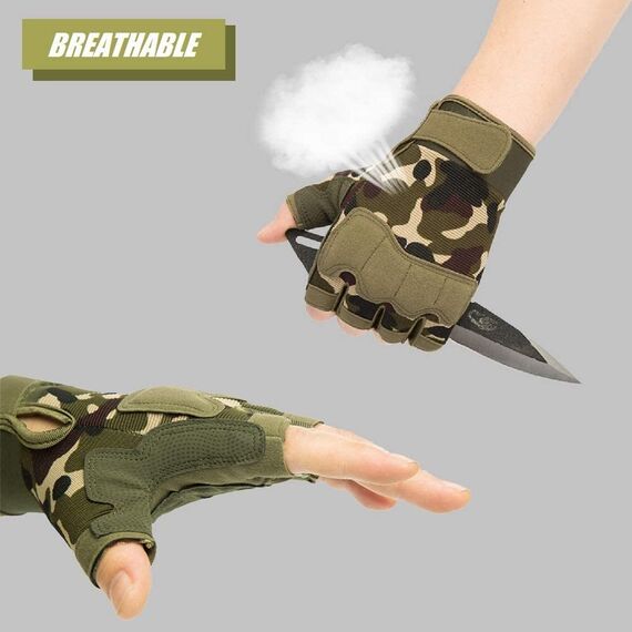 HYCOPROT Taktische Halbfinger Handschuhe Outdoor-Militär Motorrad Einsatzhandschuhe Leichte Atmungsaktive Sporthandschuhe für Fahrrad Airsoft Paintball Wandern Felsklettern (Gelb, Large)