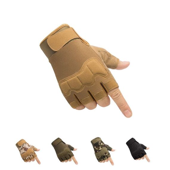 HYCOPROT Fingerless Tactical Gloves, Knöchelschutz Atmungsaktive leichte Outdoor-Militärhandschuhe zum Schießen Jagen Motorradfahren Klettern