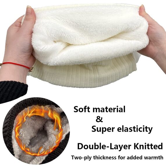 ehsbuy Fleece Halswärmer Thermo Snoods Unisex Dicker Winter Kaltwetter Gestrickter Rundschal für Radfahren Motorradsport (Weiß)