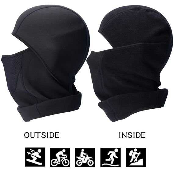 Sturmhaube, Skimaske, thermisch, elastisch, atmungsaktiv, Winter-Gesichtsmaske für kaltes Wetter, perfekt zum Skifahren, Eisfischen, Schwarz, Einheitsgr��e