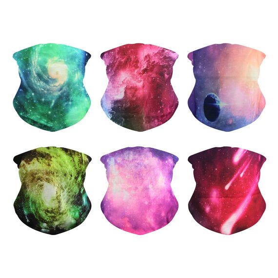 GUIFIER 6 PCS Outdoor Multifunktionale Sportmagie Nahtlose Sternenhimmelschal Kopfbedeckung Elastisches Stirnband Bandana UV-Beständigkeit Sportkopfbedeckung Turban Breites Kopftuch Sturmhaube