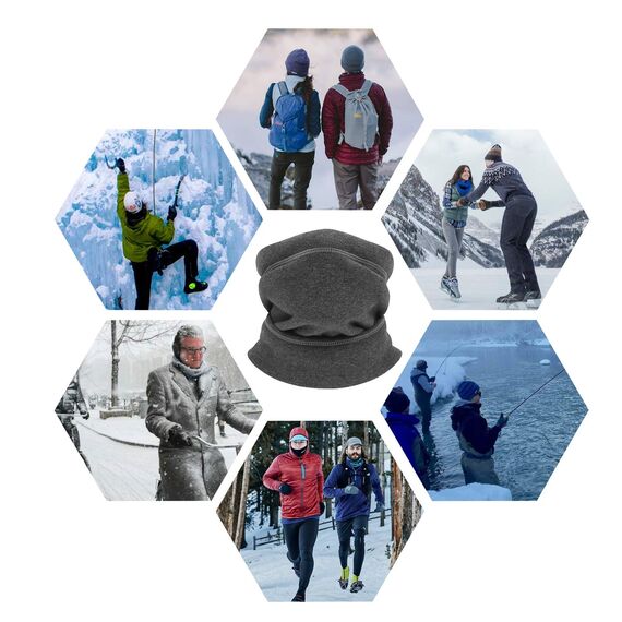 TAGVO Thermo Fleece Halswärmer, Winter Fleece Futter Nackenwärmer Schal, Elastische Halsmanschette, Winddichter Ski Halswärmer, Sturmhaubenmaske für Damen und Herren - Universalgröße