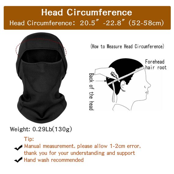 Sturmhaube, Skimaske, thermisch, elastisch, atmungsaktiv, Winter-Gesichtsmaske für kaltes Wetter, perfekt zum Skifahren, Eisfischen, Schwarz, Einheitsgr��e
