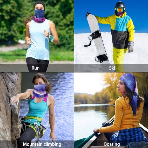 GUIFIER 6 PCS Outdoor Multifunktionale Sportmagie Nahtlose Sternenhimmelschal Kopfbedeckung Elastisches Stirnband Bandana UV-Beständigkeit Sportkopfbedeckung Turban Breites Kopftuch Sturmhaube