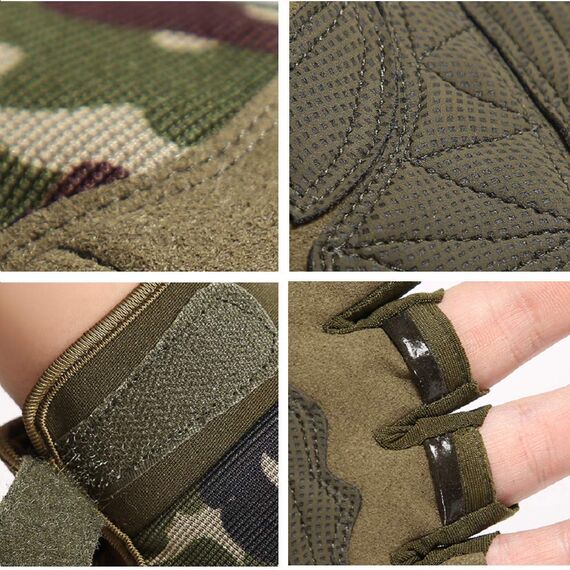 HYCOPROT Taktische Halbfinger Handschuhe Outdoor-Militär Motorrad Einsatzhandschuhe Leichte Atmungsaktive Sporthandschuhe für Fahrrad Airsoft Paintball Wandern Felsklettern (Braun, Large)