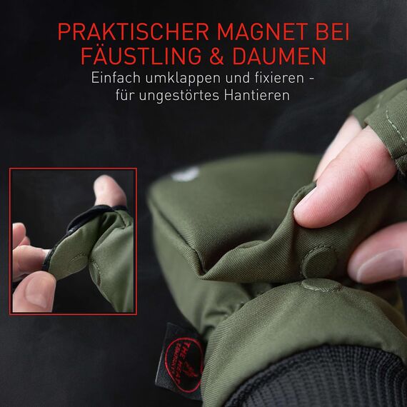 Heat 2 Fingerlose Handschuhe und Fäustlinge Kombination, warme Winterhandschuhe gegen den Wind und Kälte im Winter – Sporthandschuhe, Fahrradhandschuhe Damen, Herren – Grün, 10, Large