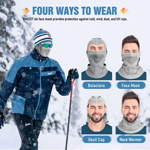 WACCET Sturmhaube Motorrad, Sturmhaube Fahrrad Winter Sturmmaske Warm Winddicht Multifunktions Gesichtsmaske Balaclava Atmungsaktive Skimaske für Herren und Damen Skifahren, Radfahren, Motorrad