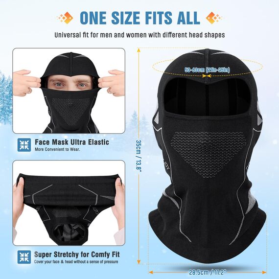 WACCET Sturmhaube Motorrad, Sturmhaube Fahrrad Winter Sturmmaske Warm Winddicht Multifunktions Gesichtsmaske Balaclava Atmungsaktive Skimaske für Herren und Damen Skifahren, Radfahren, Motorrad