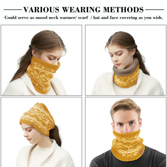 NEOLA Winter-Halswärmer – Thermo-Strickschals, winddicht, mit Fleece gefüttert, runder Schal, weicher, warmer Halswärmer, Geschenke für Herren, Radfahren, Skifahren, Motorradfahren