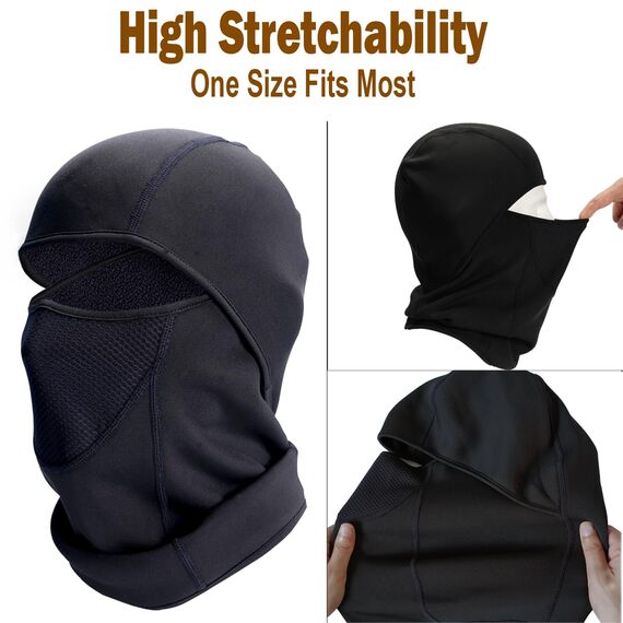 Sturmhaube, Skimaske, thermisch, elastisch, atmungsaktiv, Winter-Gesichtsmaske für kaltes Wetter, perfekt zum Skifahren, Eisfischen, Schwarz, Einheitsgr��e