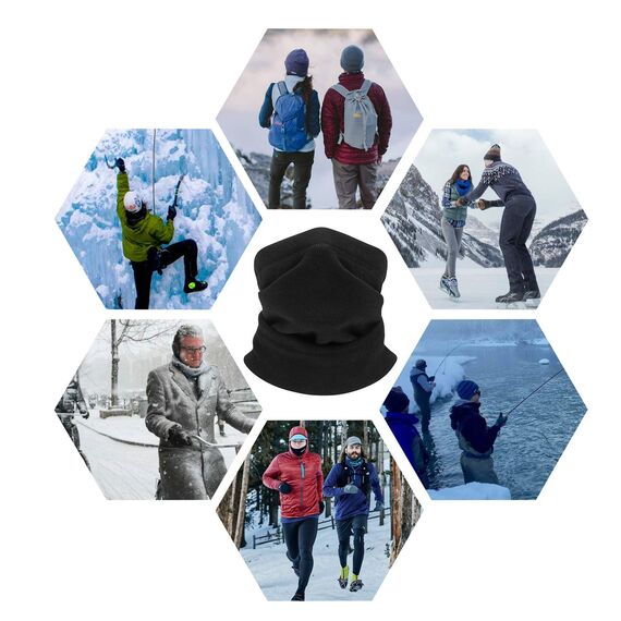 TAGVO Thermo Fleece Halswärmer, Winter Fleece Futter Nackenwärmer Schal, Elastische Halsmanschette, Winddichter Ski Halswärmer, Sturmhaubenmaske für Damen und Herren - Universalgröße
