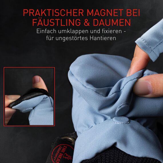 Heat 2 Fingerlose Handschuhe und Fäustlinge Kombination, warme Winterhandschuhe gegen den Wind und Kälte im Winter – Sporthandschuhe, Fahrradhandschuhe Damen, Herren, blau, Large