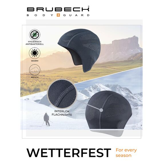 BRUBECK Windschutz Sportkappe | Elastisches Material | Atmungsaktiv | Reitermütze | Ski | Boulder Unterhelmkappe| HM10020A, Gr. L/XL, Navy Blue