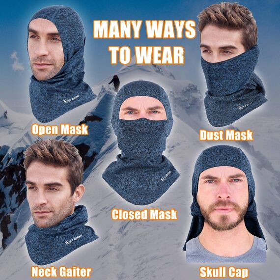 WESTGIRL Sturmhaube Winter Skimaske, Winddichte warme Gesichtsmaske für Männer Frauen, Kaltes Wetter Thermal Fleece Outdoor Sports Schutzausrüstung für Radfahren, Skifahren, Snowboarden