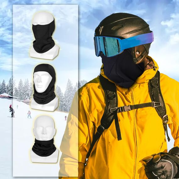 Sturmhaube, Skimaske, thermisch, elastisch, atmungsaktiv, Winter-Gesichtsmaske für kaltes Wetter, perfekt zum Skifahren, Eisfischen, Schwarz, Einheitsgr��e