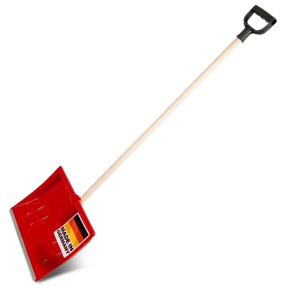 SHW-FIRE | Schneeschieber 40 cm breit, robuster Holzstiel, Schaufel aus Kunststoff, und Aluminiumkante, Schneeschaufel optimal für Schnee räumen auf Gehwegen & Einfahrten | Made in Germany