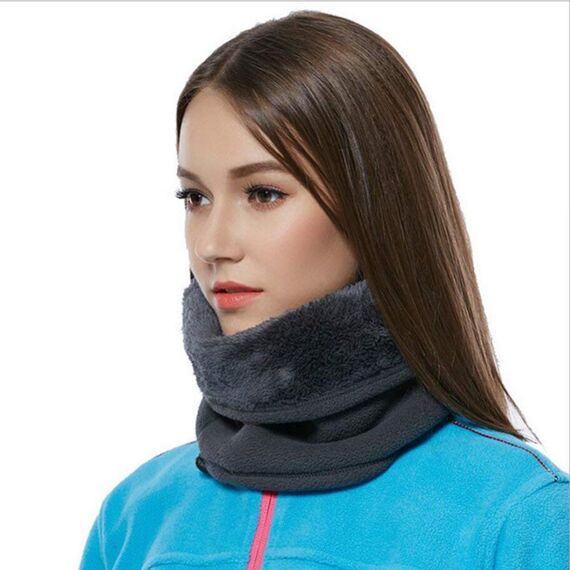 JOGVELO Halswärmer Fleece Nackenwärmer Winddicht Schal Damen Herren Winter Halstuch für Motorrad Fahrrad Ski Schlauchschal (Grau*2)