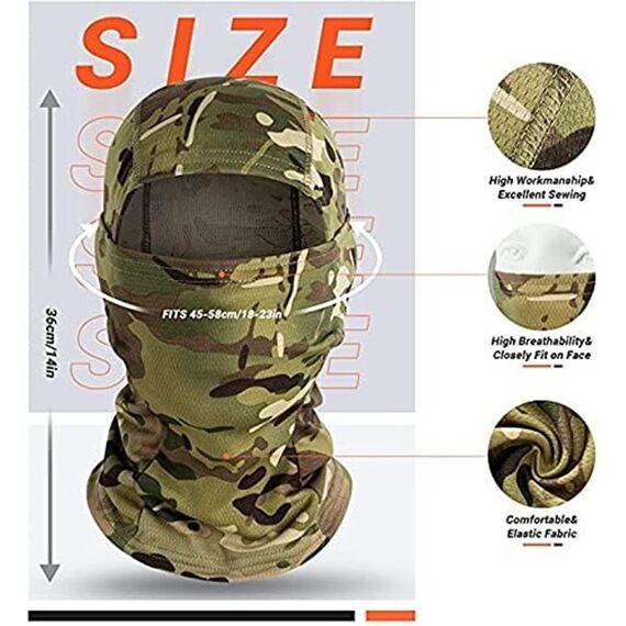 ZHjuju Camo Gesichtsmaske,Balaclava Tarnung Vollmaske Winddicht Leicht Balaclavas Sturmhaube UV-Schutz Sturmhaube für Herren Damen Outdoors Sport Motorrad Fahrrad Ski Jagd Militär Taktischer Helm