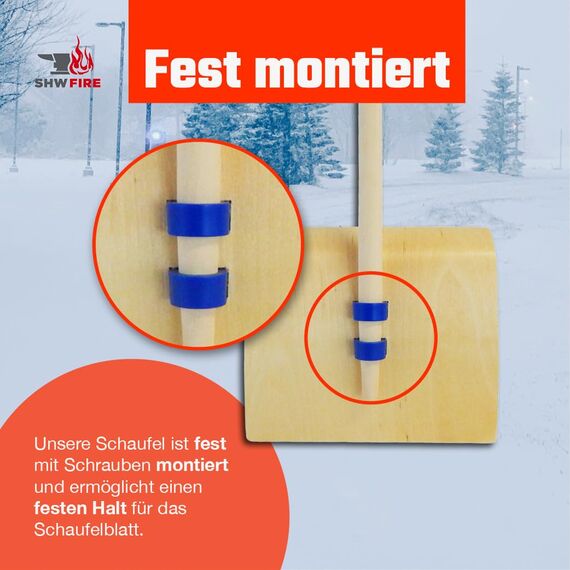 SHW-FIRE | Schneeschieber für Kinder mit 26 cm Schaufel und 75 cm Holzstiel, Schaufel aus 5-lagigem Sperrholz, stabil und leicht, Schneeschaufel für Kinder | Made in Germany