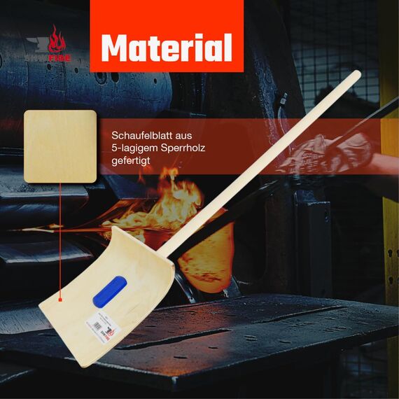 SHW-FIRE | Schneeschieber für Kinder mit 26 cm Schaufel und 75 cm Holzstiel, Schaufel aus 5-lagigem Sperrholz, stabil und leicht, Schneeschaufel für Kinder | Made in Germany