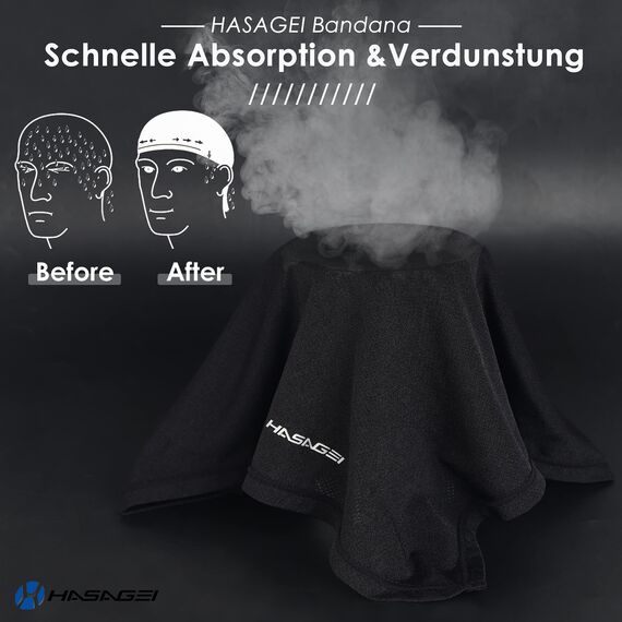 HASAGEI Bandana Atmungsaktiv Kopftuch Schnell Trocknend Durag Elastisch Herren Halstuch Sport