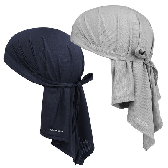 HASAGEI Atmungsaktiv Kopftuch Face Bandana - Schnell Trocknend Durag Elastisch Herren Halstuch Sport (Blau + Grau)