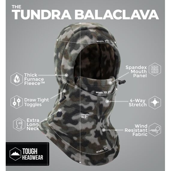 Tough Headwear Winter Balaclava Kapuzenschal - Sturmhaube aus Polarfleece - Extra warme Schalmütze für Damen und Herren - Ski Maske Männer Frauen